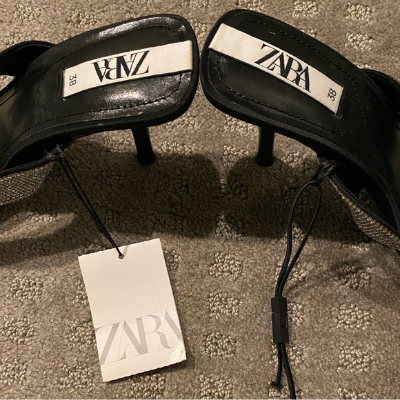 NWT Zara sparkly rhinestone heels in black size 38 (US 7) - Picture 7 of 7